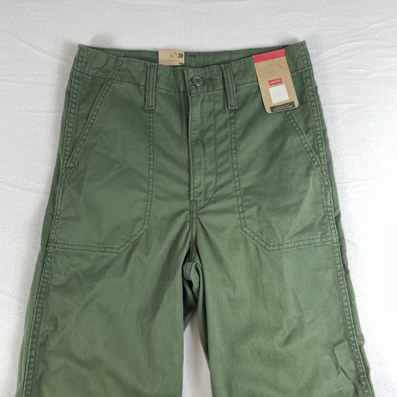 Levi's Women's Utility Pants Olive Green High‎ Rise Wide Leg Cargo Style 4 27x29 - Picture 3 of 4
